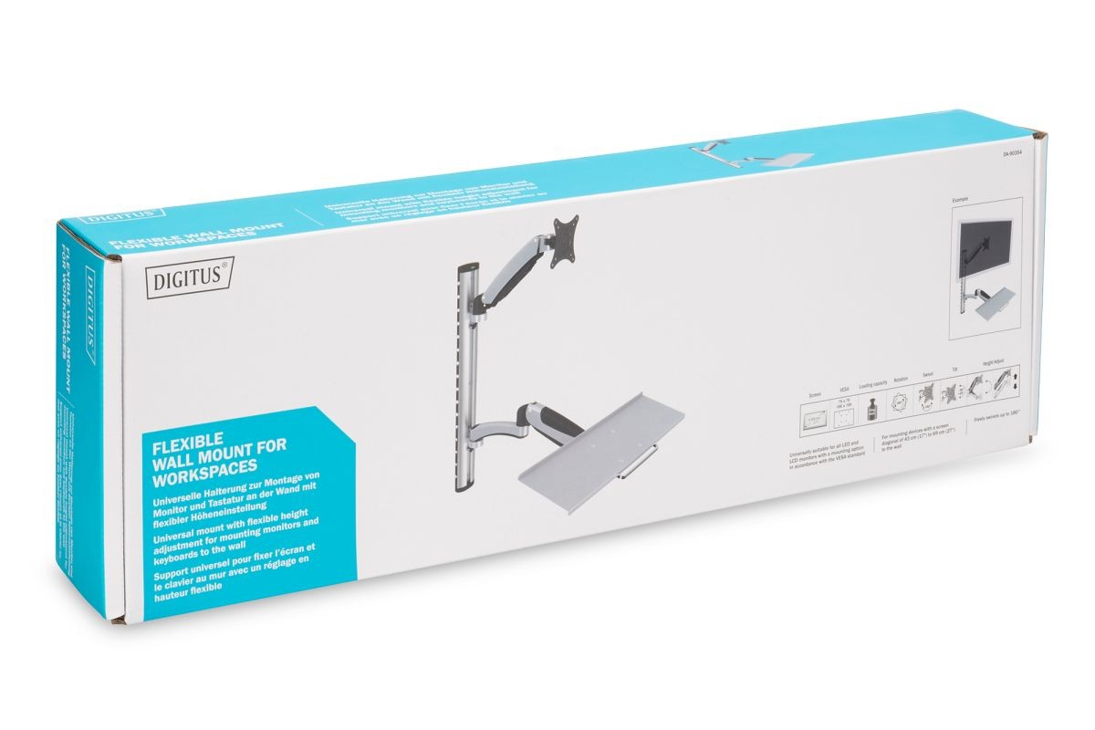 Enoročni stenski nosilec za monitor + tipkovnico, max. 27", 8kg 3