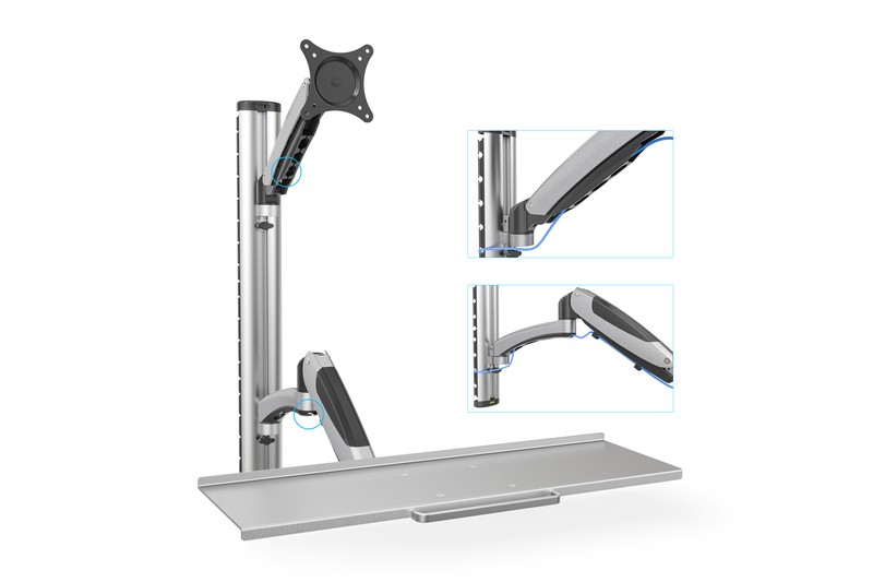 Enoročni stenski nosilec za monitor + tipkovnico, max. 27", 8kg 5