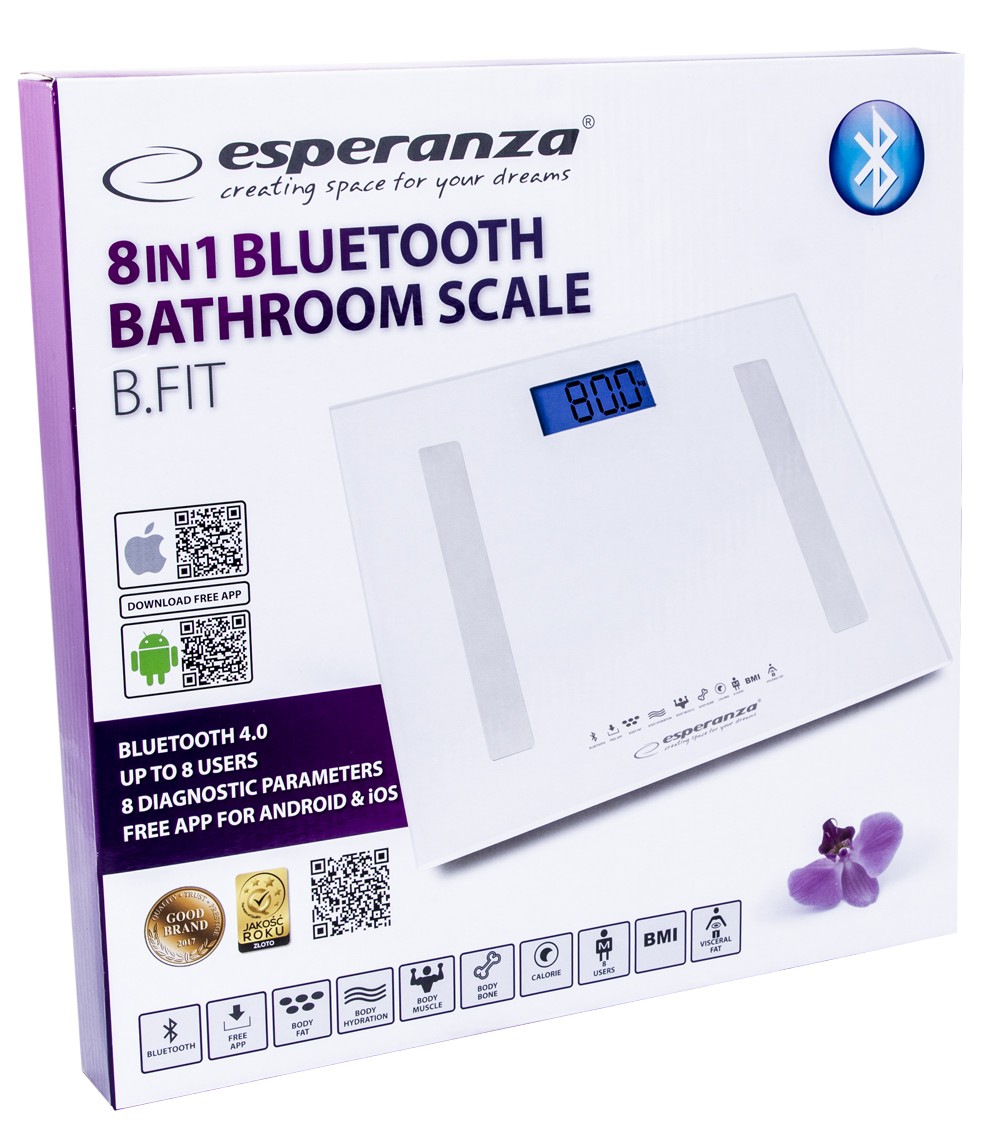 Kopalniška tehtnica 8v1 s funkcijo Bluetooth, B.Fit, bela 6