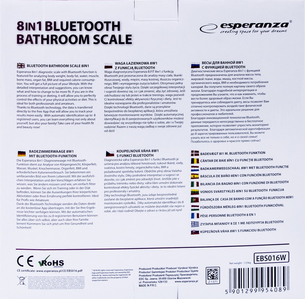 Kopalniška tehtnica 8v1 s funkcijo Bluetooth, B.Fit, bela 7