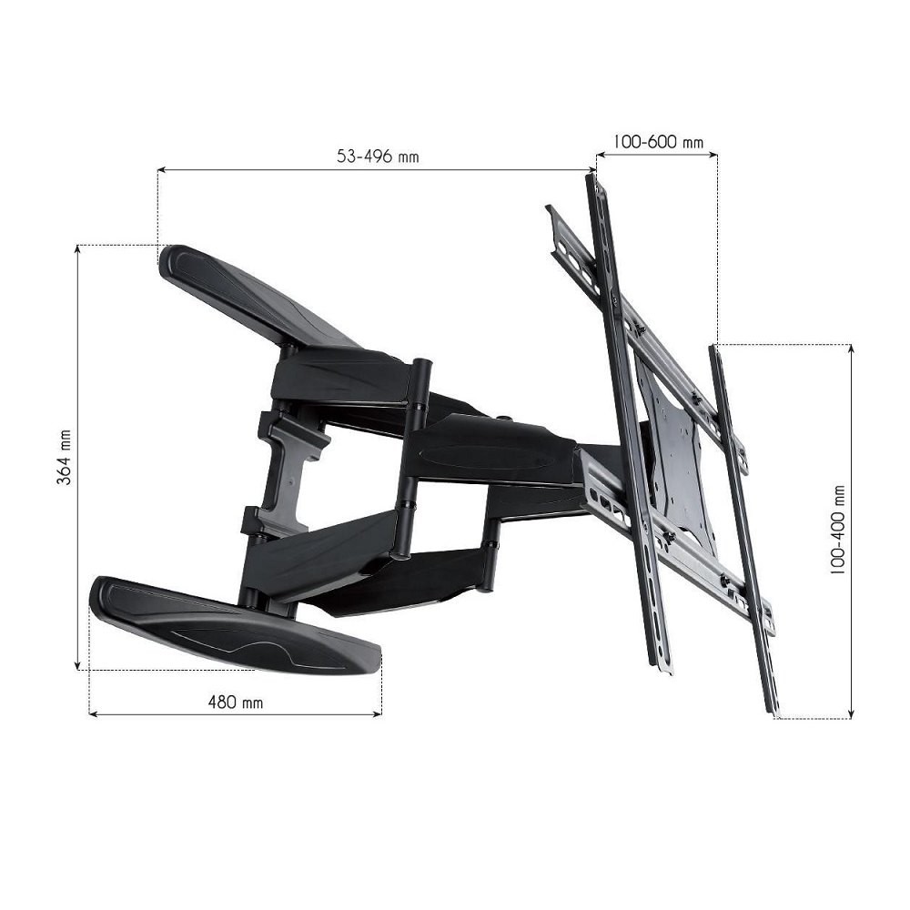 Stenski nosilec za TV LCD/LED 40-80" (102-203cm), 50kg, VESA, črn 3