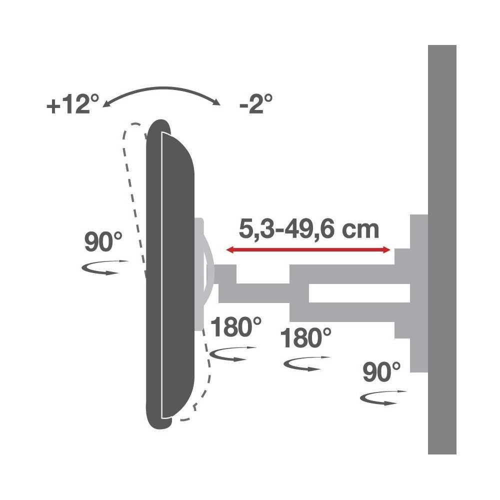 Stenski nosilec za TV LCD/LED 40-80" (102-203cm), 50kg, VESA, črn 4