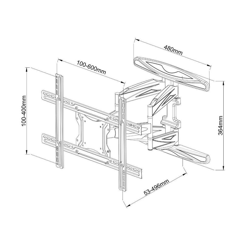 Stenski nosilec za TV LCD/LED 40-80" (102-203cm), 50kg, VESA, črn 6