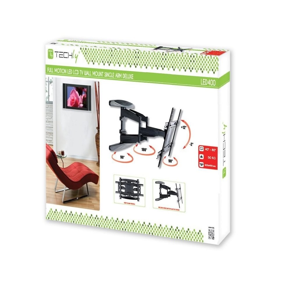 Stenski nosilec za TV LCD/LED 40-80" (102-203cm), 50kg, VESA, črn 7