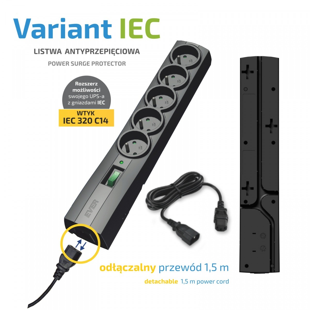 EVER Listna napajalna letev VARIANT IEC, 1.5m 2