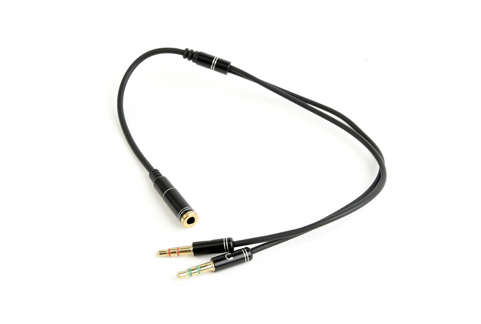 Avdio adapter stereo 2x3,5mm minijack, 4PIN, 0,2m