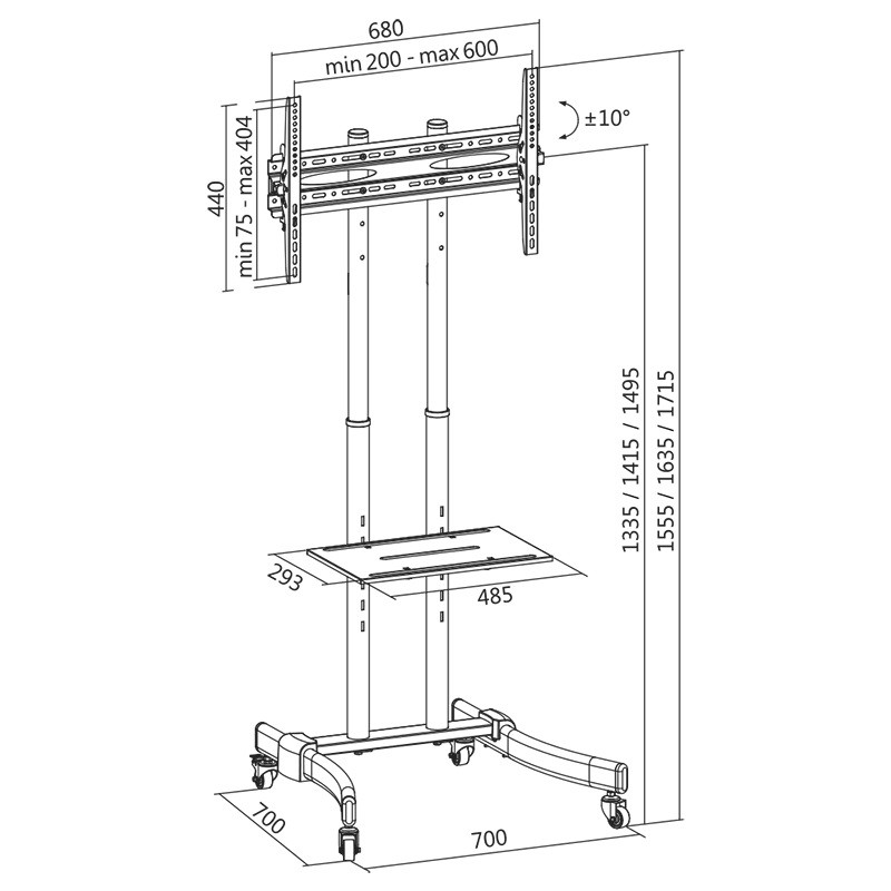 Samostoječe stojalo za TV 37-70", max. 40kg, VESA 600x400 2
