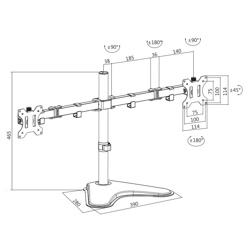 Stojalo za 2 monitorja 13-32", max. 8kg (na nosilec) 2