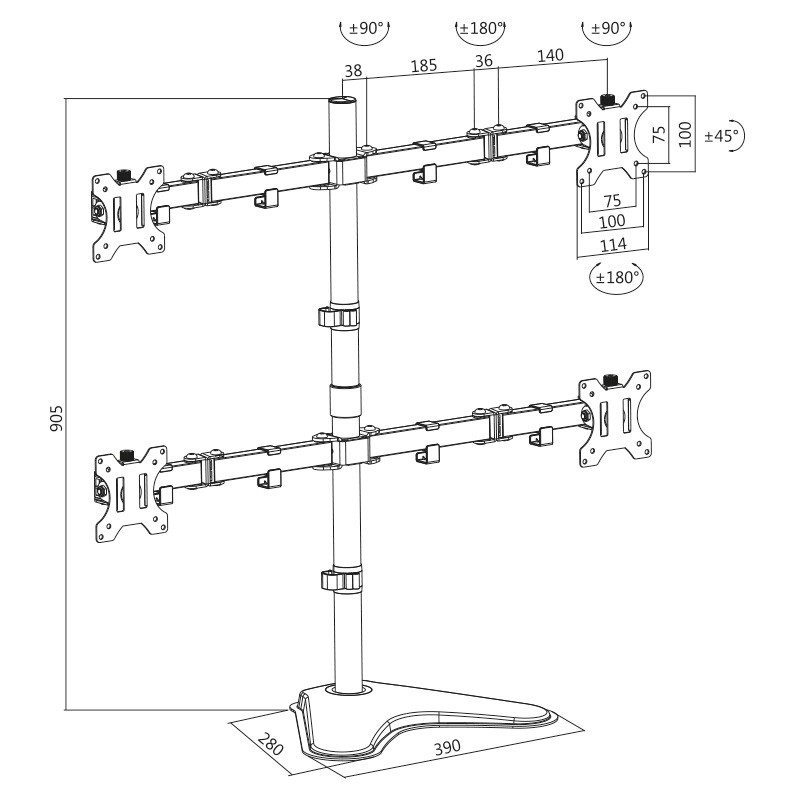 Stojalo za 4 monitore 13-32", max. 8kg (na nosilec) 2