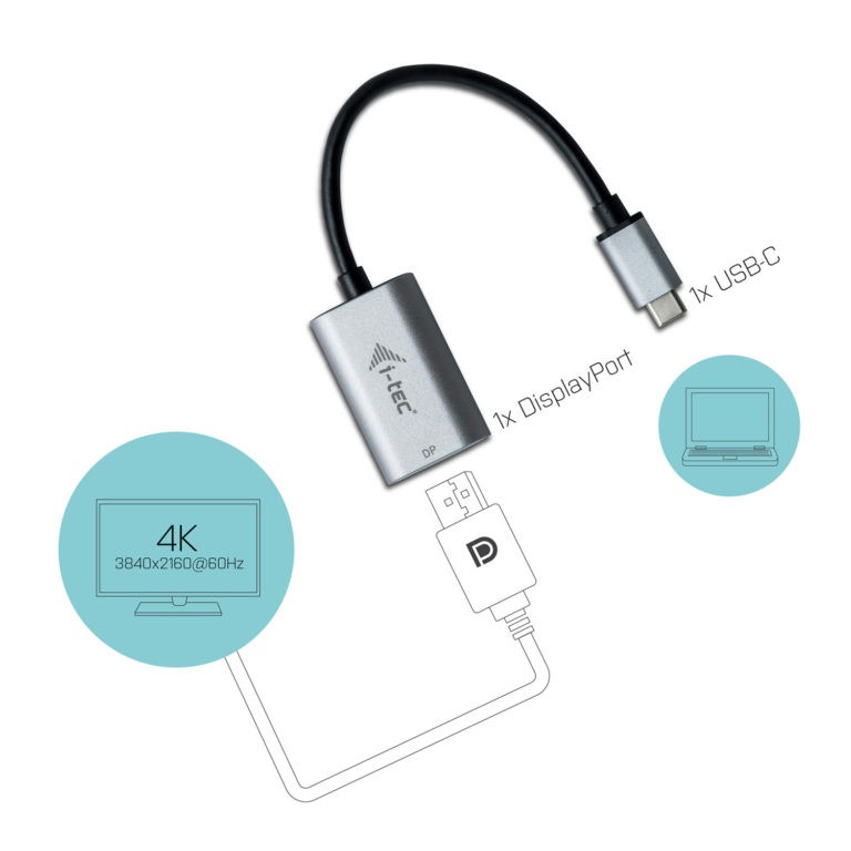 USB-C 3.1 Display Port adapter, 60 Hz, kovinski 3