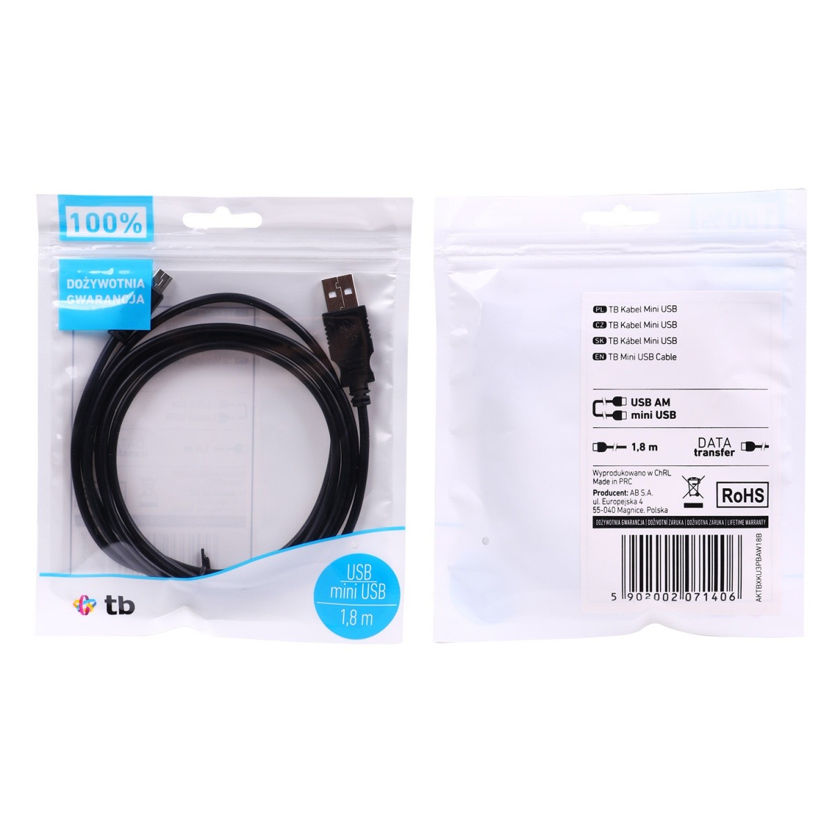 USB kabel - Mini USB, 1.8m, črn 4
