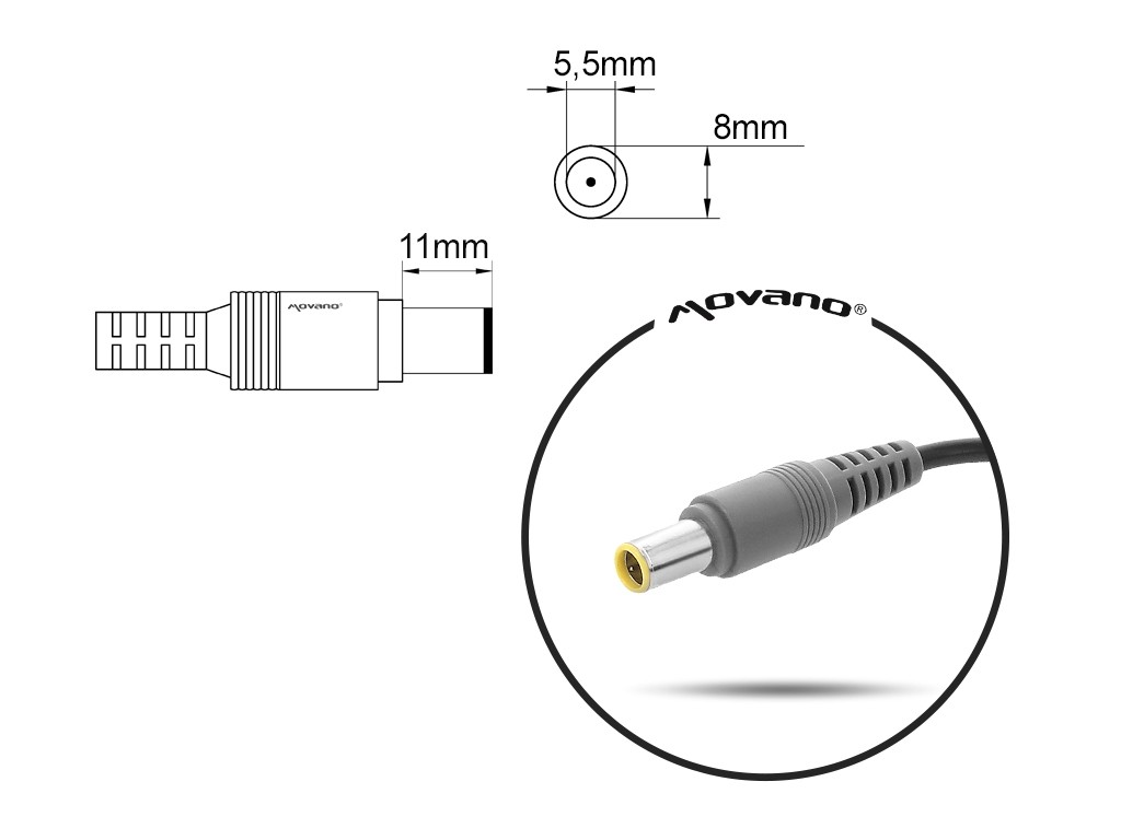 Napajalnik 20V 4.5A (8.0x5.5 pin) za Lenovo 90W 3