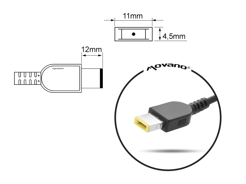 Napajalnik 20V 4.5A (pravokoten 11.0x4.5 pin - Yoga) za Lenovo 90W 3