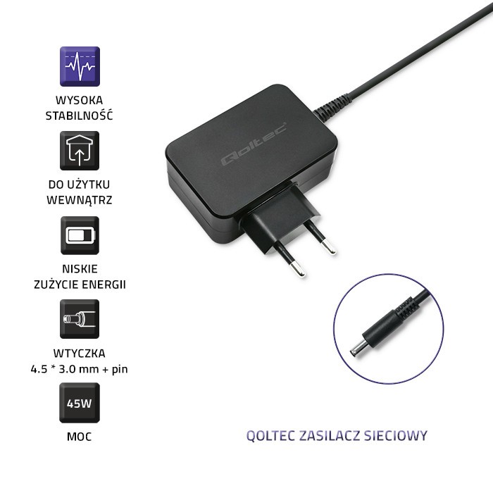 Napajalnik za Dell prenosnik 45W, 4.5*3.0+pin 3