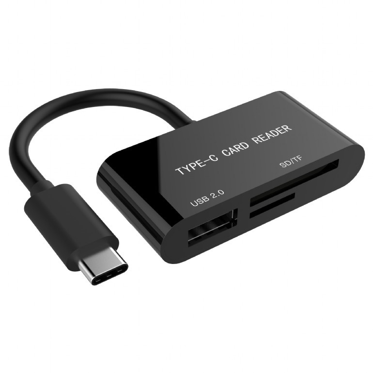 USB-C čitalnik kartic SDXC/combo, črn
