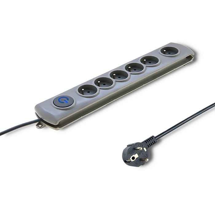 Prekratki napetosti Quick Switch, 6 vtičnic, 3m, siva