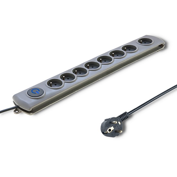 Prekratki napetosti Quick Switch, 8 vtičnic, 3m, siva