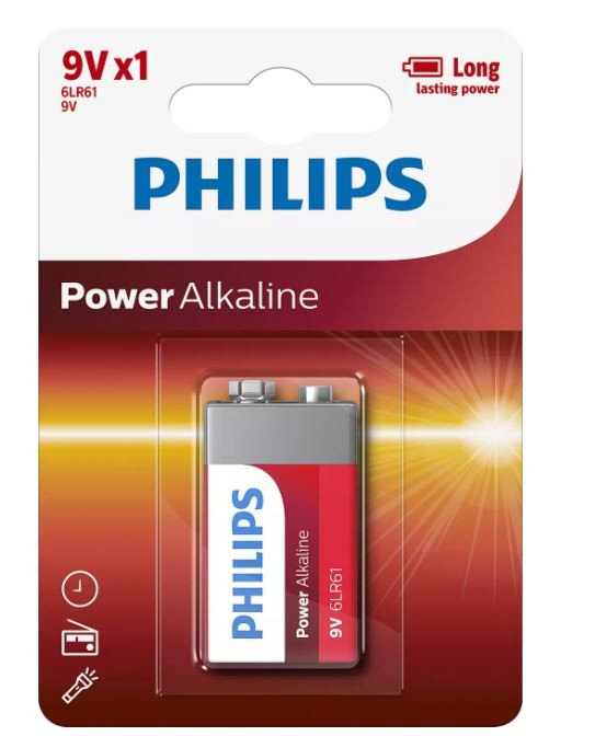 Baterija Power Alkaline 9V LR61, 1 kos, blister