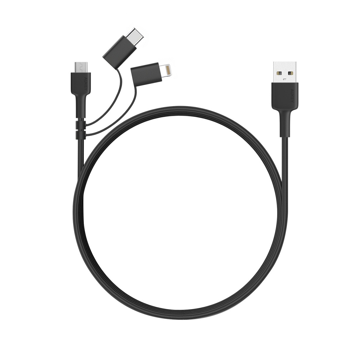 Večnamenski USB kabel z Micro USB, USB-C in Lightning konektorji, 1.2m, črn 2