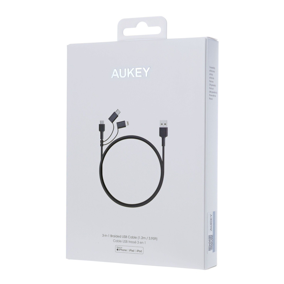 Večnamenski USB kabel z Micro USB, USB-C in Lightning konektorji, 1.2m, črn 5