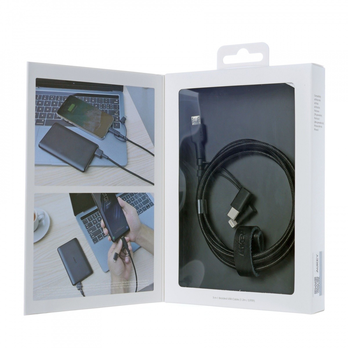 Večnamenski USB kabel z Micro USB, USB-C in Lightning konektorji, 1.2m, črn 6
