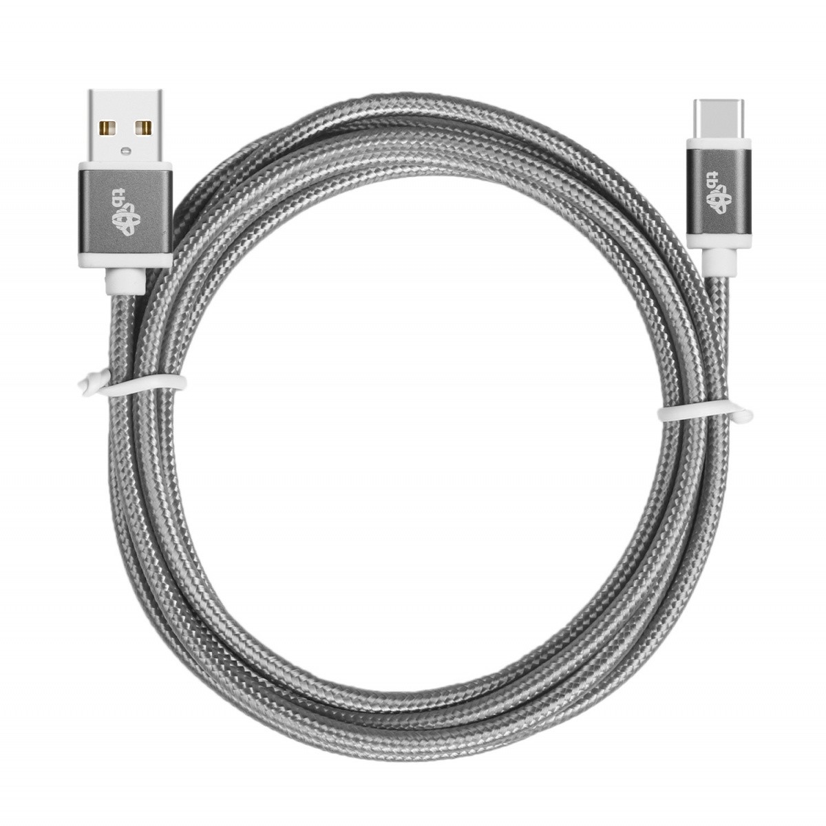 USB-C kabel, 1.5m, siv, pleten 4