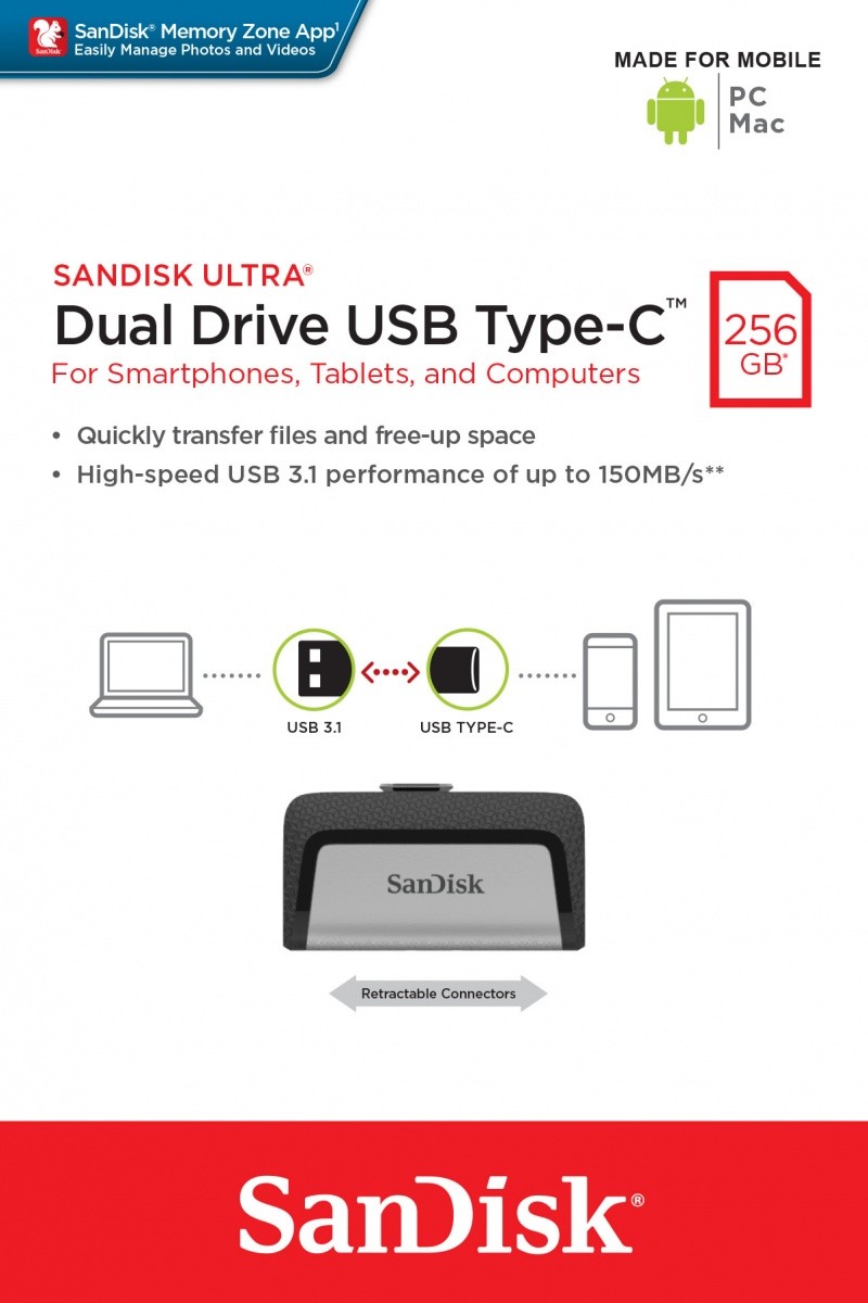 USB ključek Ultra Dual Drive 256GB, USB 3.1 Type-C 2