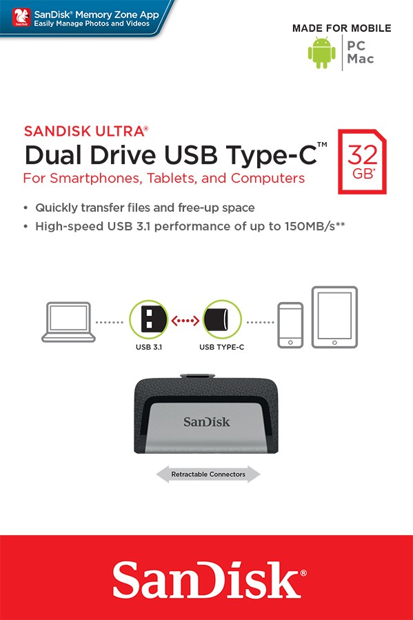 USB ključek Ultra Dual Drive 32GB, USB 3.1 Type-C 6