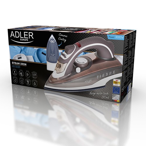 Adler AD 5030 parno likalnik, 3000W, keramično dno 5