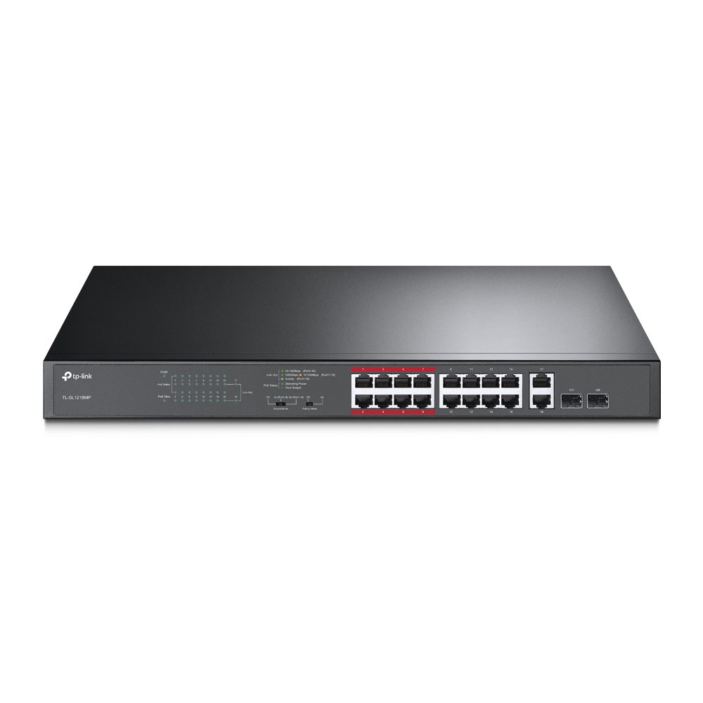 TP-LINK preklopnik SL1218MP 16xFE PoE+ 2x1Gb 2xSFP
