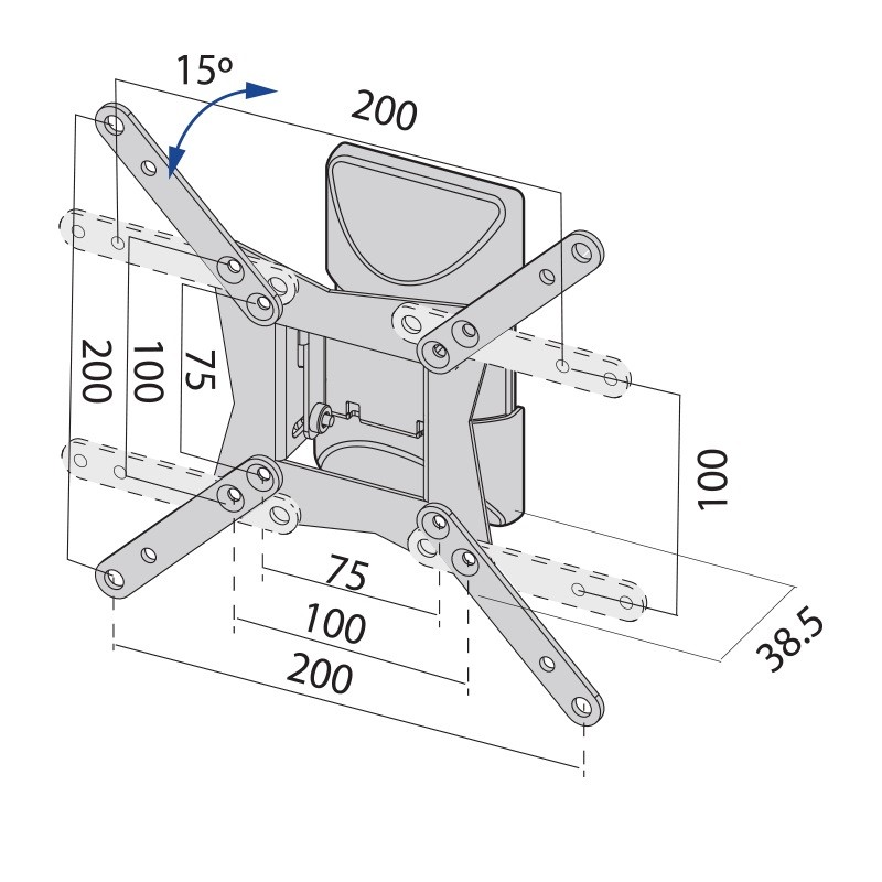 Stenski nosilec za TV do 37" (20 kg, VESA 200x200) 2