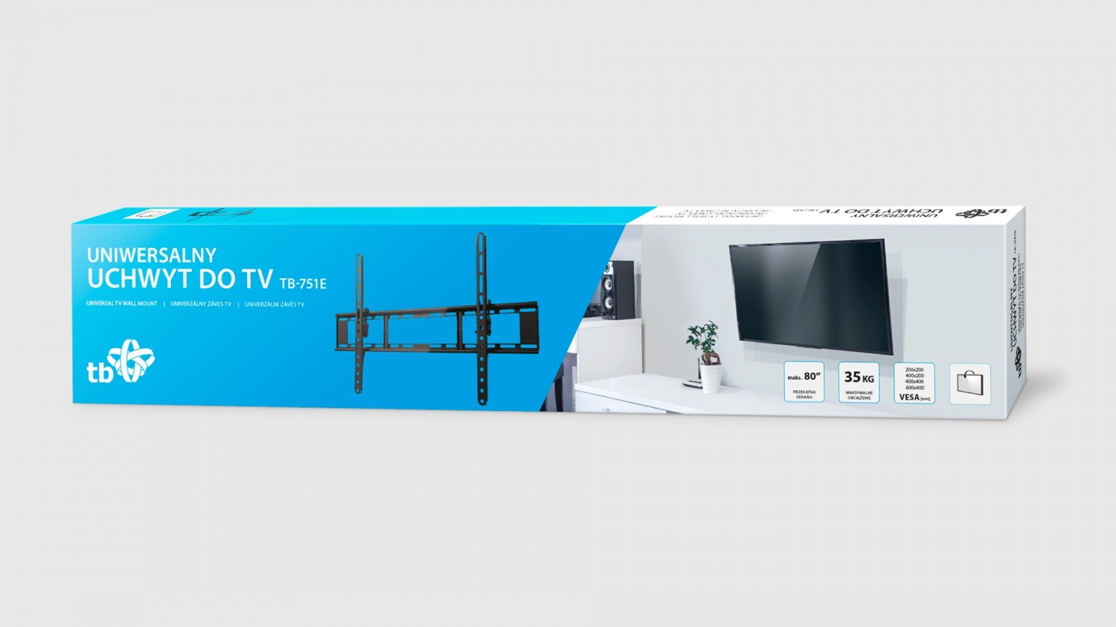 Stenski nosilec za TV do 80" (35 kg, VESA 600x400) 2