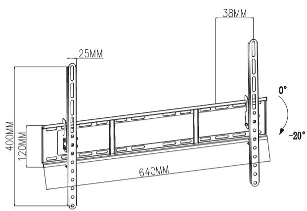 Stenski nosilec za TV do 80" (35 kg, VESA 600x400) 3