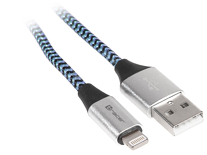 USB-A Lightning kabel za iPhone 1m, črno-modra