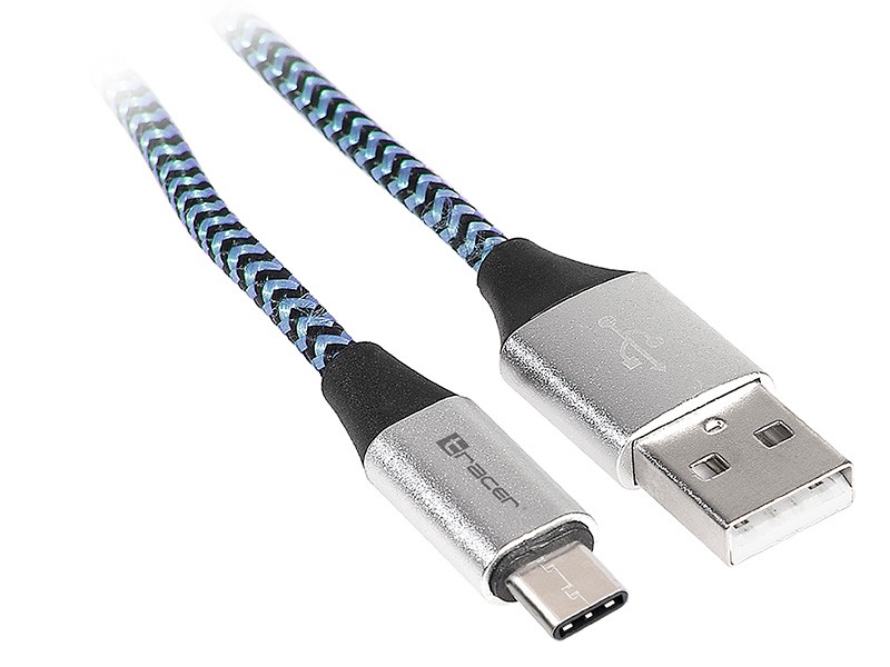 USB-C polnilni kabel 1m, črno-modra