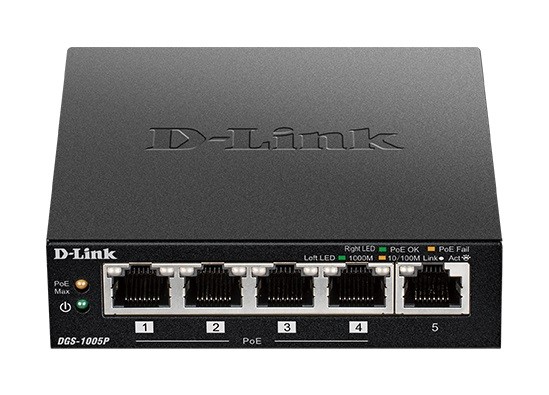 Mrežni stikalo DGS-1005P, 5xGbE (4xPoE+ 60W) 3