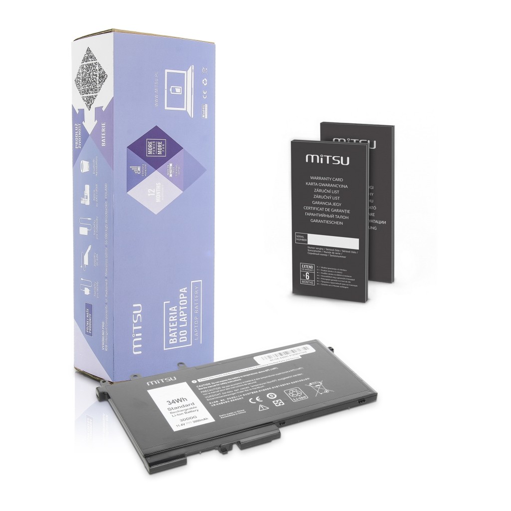Baterija za Dell Latitude E5280, E5580 3000 mAh (34 Wh) 11.4V