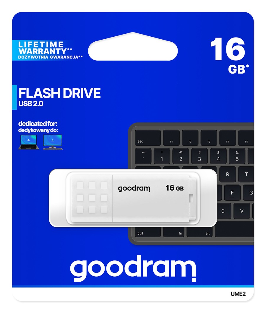 GOODRAM UME2 USB 2.0 pendrive 16GB, bela