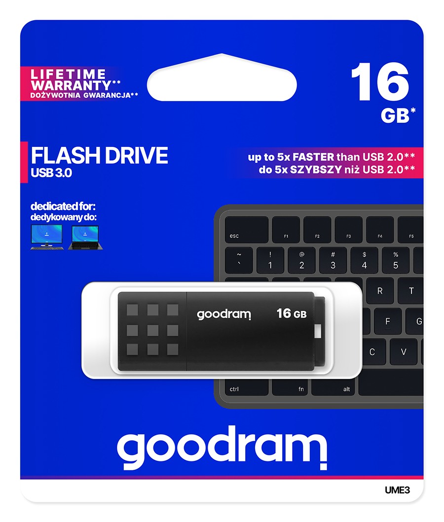 GOODRAM UME3 16GB USB 3.0 pendrive, črn