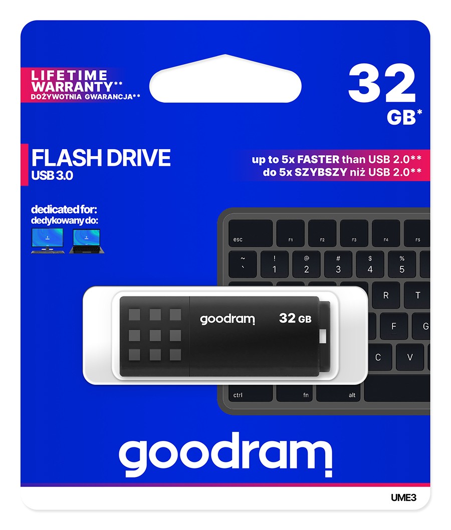 GOODRAM UME3 32GB USB 3.0 pendrive, črn