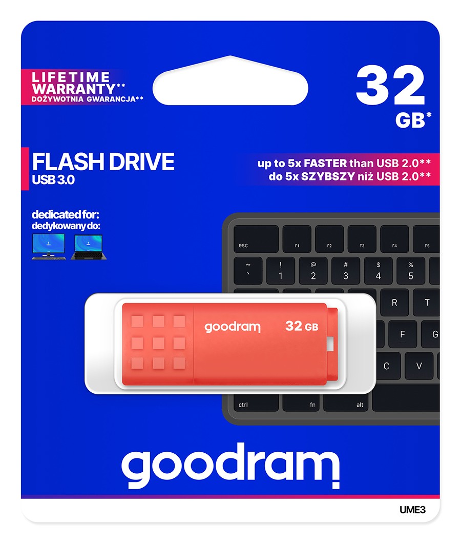 GOODRAM UME3 32GB USB 3.0 pendrive, oranžen