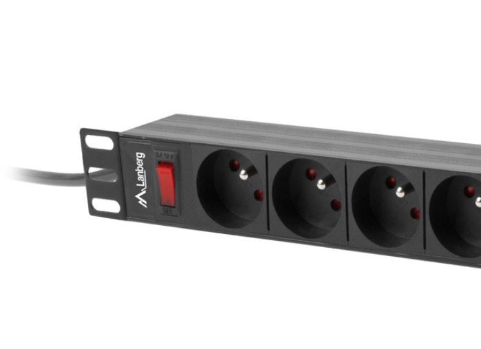 PDU Rack napajalna letev 19" 1U, 16A, 9x 230V PL, 3m, črna 3