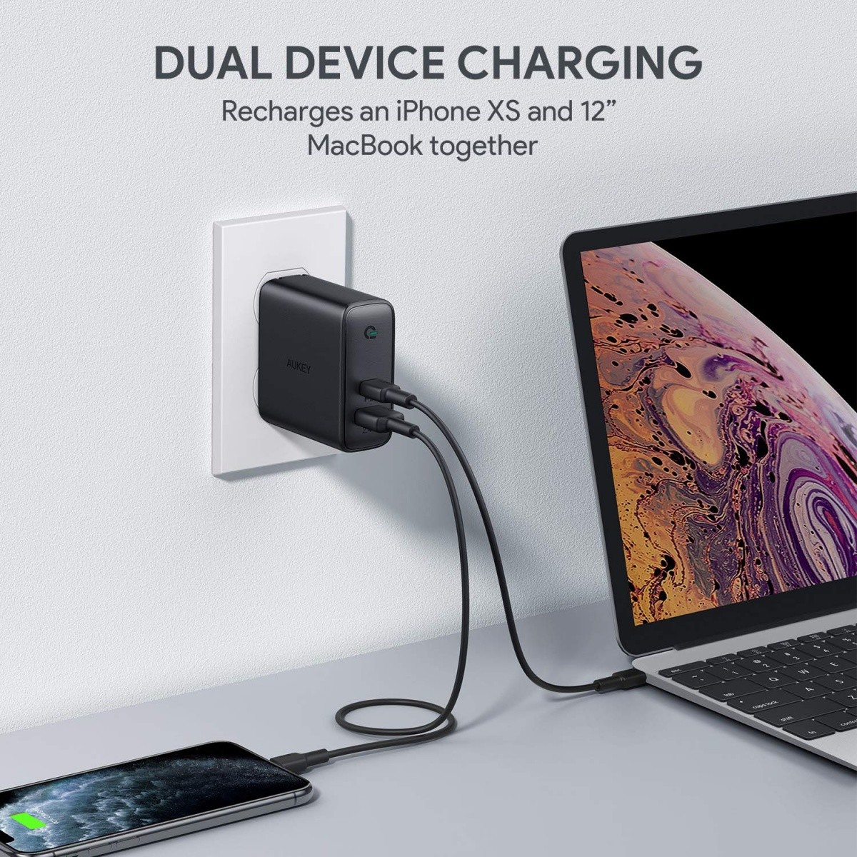 Zidni polnilec PA-D3 60W, 2xUSB (USB-A + USB-C PD) 3