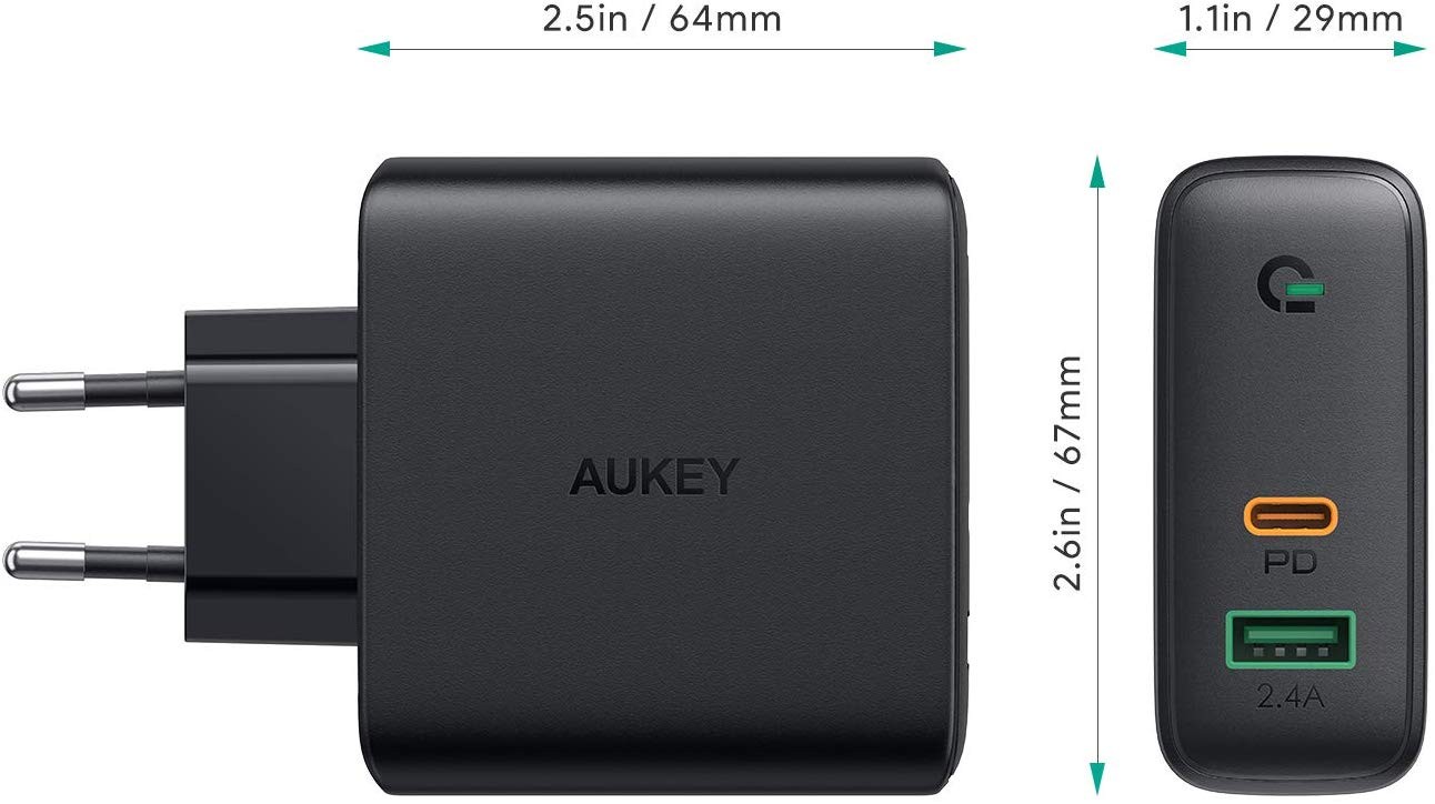 Zidni polnilec PA-D3 60W, 2xUSB (USB-A + USB-C PD) 5