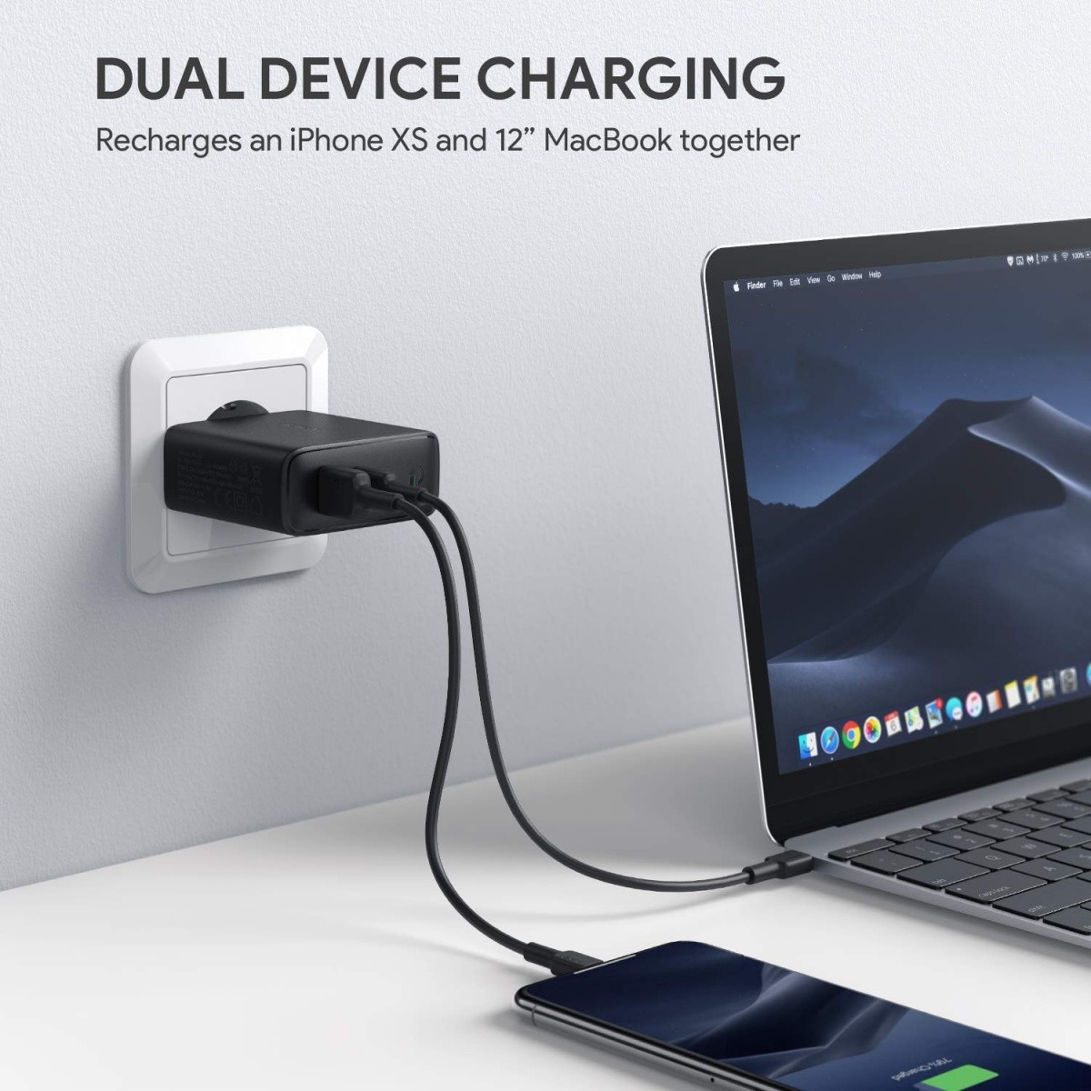 Zidni polnilec PA-D3 60W, 2xUSB (USB-A + USB-C PD) 7