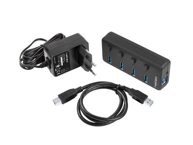 USB 3.0 Hub z 4 vrati in napajalnikom, s stikalom 5