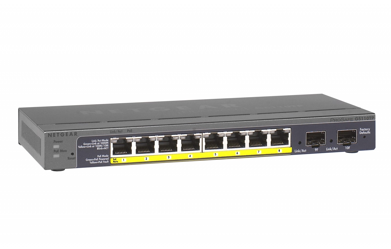 Netgear pametni preklopnik GS110TP (8x1GB PoE, 2xSFP)