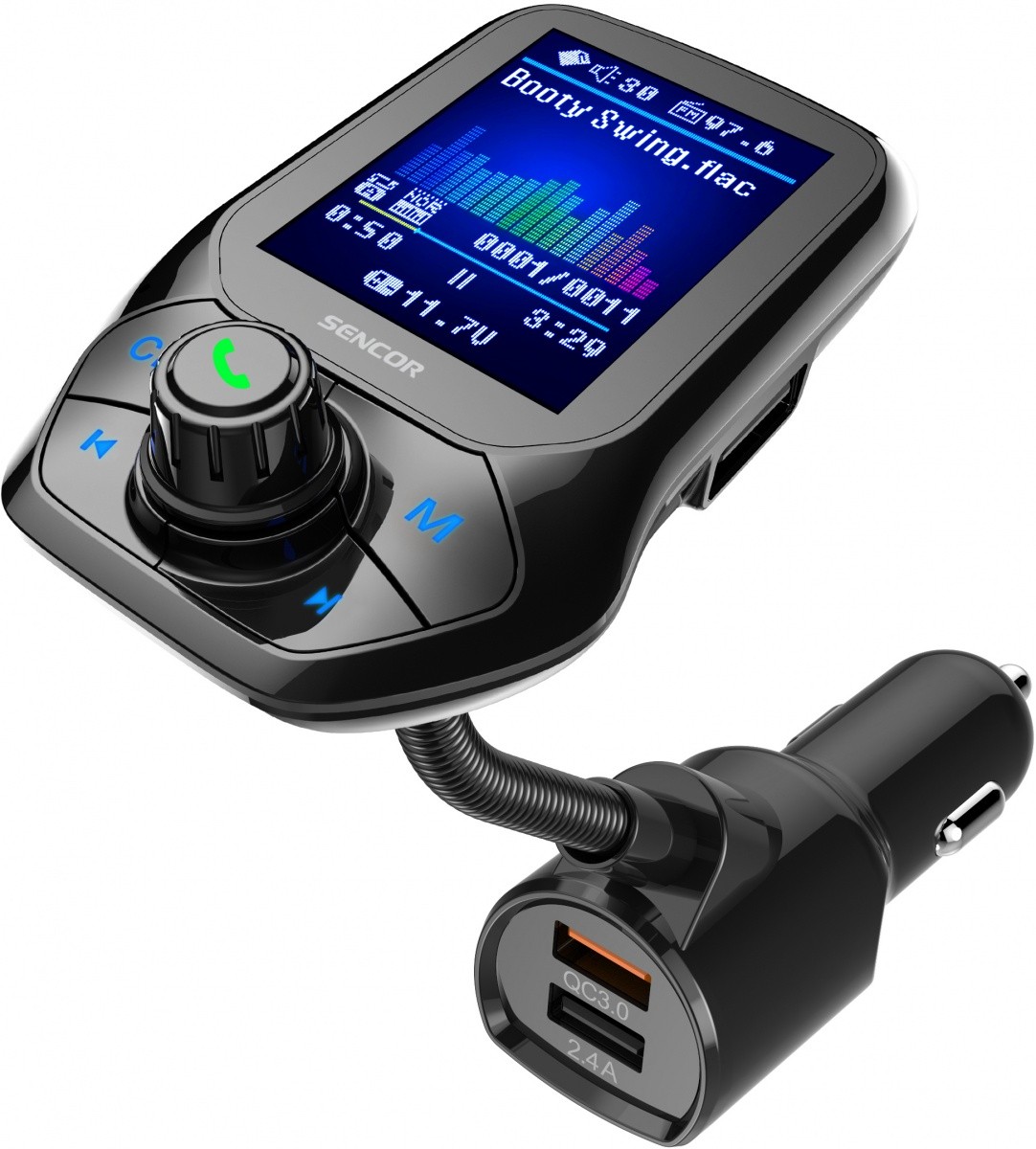 FM transmiter SWM 5858 BT, MP3, 2x USB, micro SD
