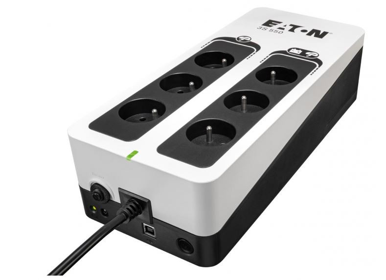 UPS napajalnik Eaton 3S 550F, 550VA/330W, 6x FR vtičnice, USB