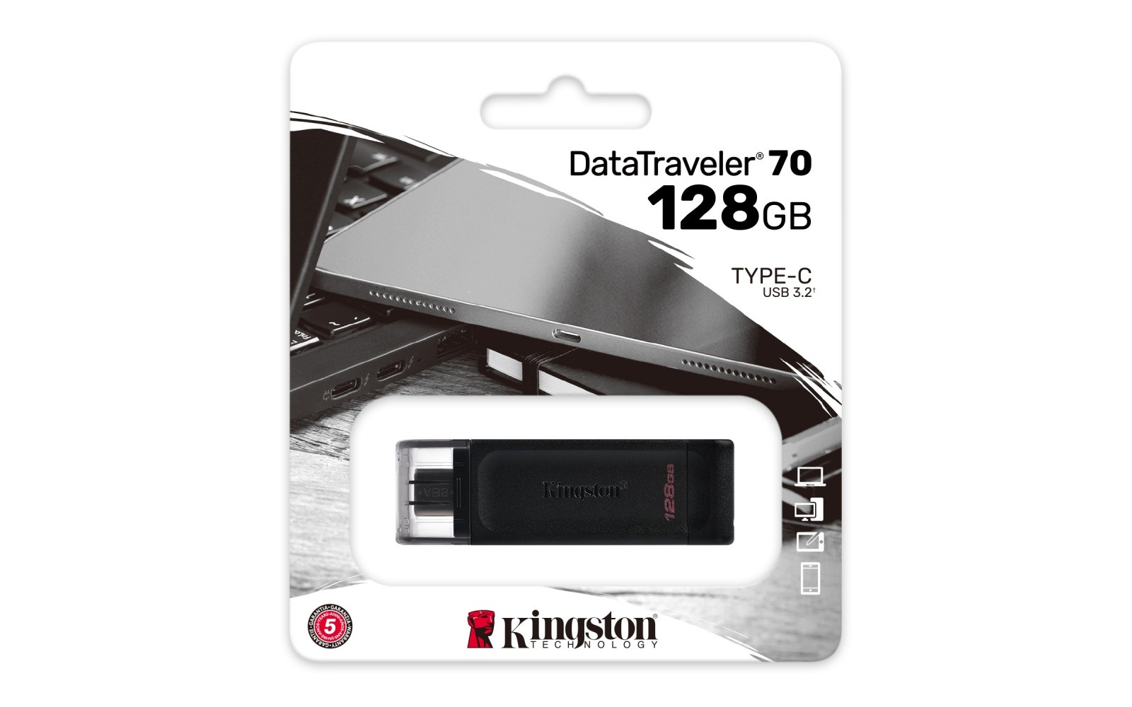 USB-C 3.2 Gen1 pomnilniški ključek DT70/128GB 4